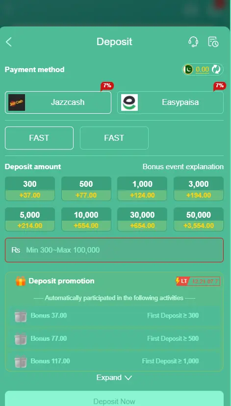 f777 deposit money